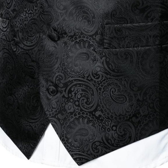 GIOBERTI Classic 4pc Jacquard Paisley Vest Set Black Size XL - Picture 6 of 6